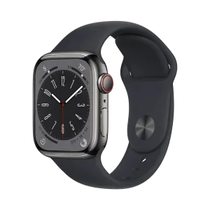 Apple Watch Series 8 - Paslanmaz Çelik - 41mm - Cellular - Gece yarısı