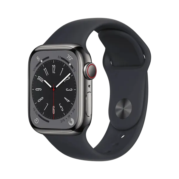 Apple Watch Series 8 - Paslanmaz Çelik - 41mm - Cellular - Gece yarısı - 1