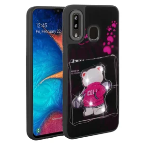 Galaxy A20 Kılıf Parlayan Kabartmalı İkonik Figürlü Zore Amas Silikon Kapak - Siyah