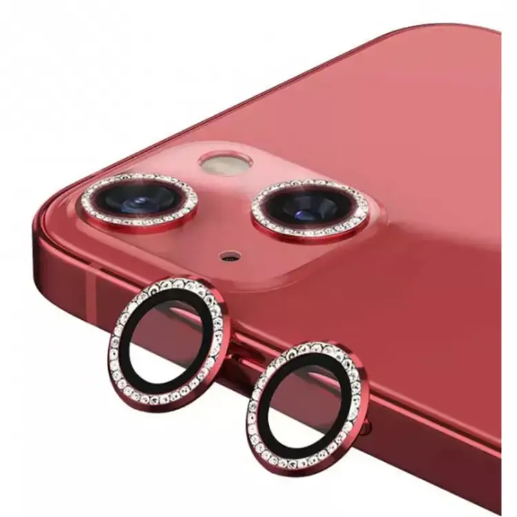 Nettech Apple iPhone 14 Uyumlu Diamond Taşlı Model Kamera Cam Koruyucu (Kırmızı) NT-97519