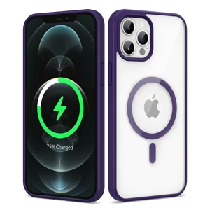 Apple iPhone 12 Pro Max Kılıf Magsafe Wireless Şarj Özellikli Silikon Zore Ege Kapak - Derin Mor