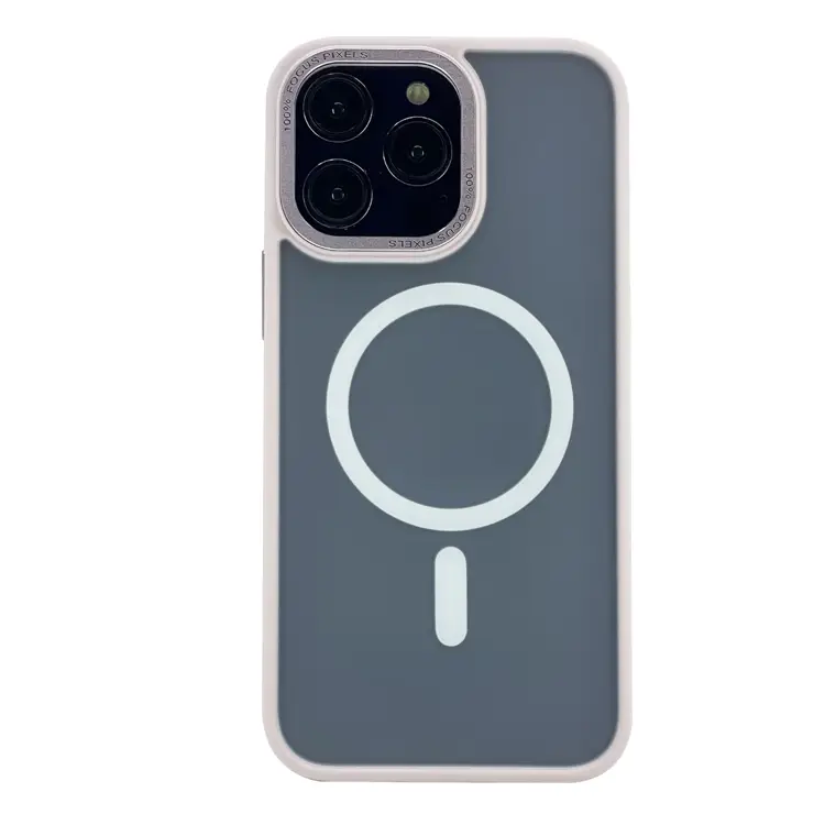 Nettech Apple iPhone 14 Pro Max Uyumlu Metal Kamera Çerçeveli Magsafe Seri Arka Koruma Kılıf (Pembe) NT-101164