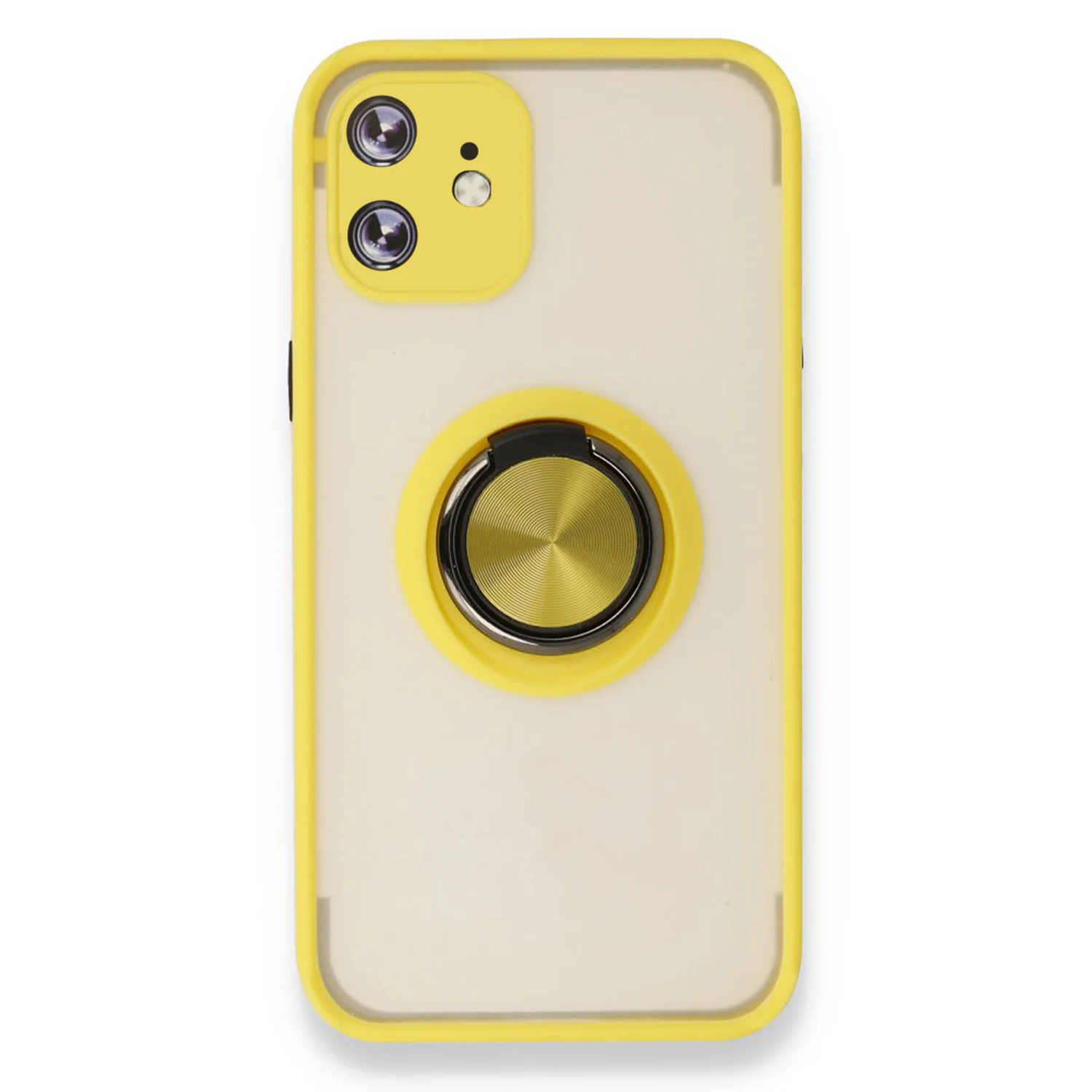 Nettech Apple iPhone 12 Uyumlu Montreal Yüzüklü Arka Koruma Kılıf (Sarı) NT-84790