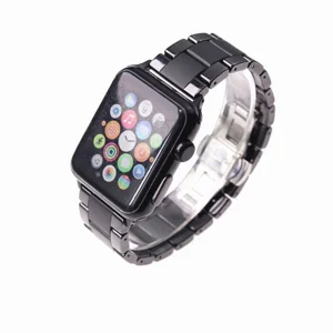 ​​​Apple Watch 42mm Mat Seramik Metal Kordon - Parlak Siyah