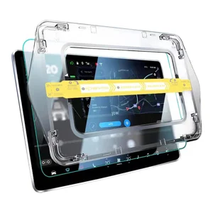 Tesla Model 3 Araç Multimedya Ekran Koruyucu AR Oleofobik Uygulama Aparatlı Zore Premium Temperli Cam Ekran Koruyucu - Renksiz