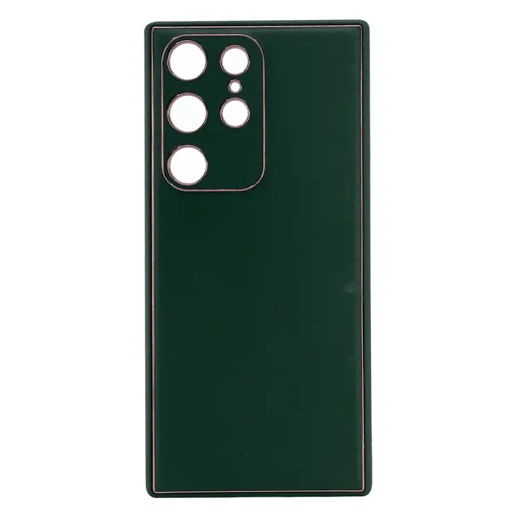 Nettech Samsung Galaxy S23 Ultra Uyumlu Coco Leather Seri Arka Koruma Kılıf (Yeşil) NT-99845