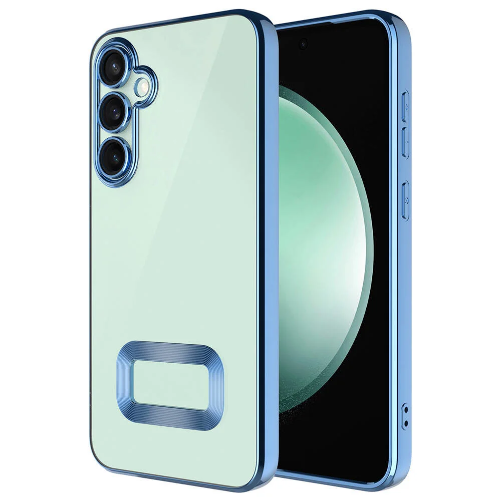 Galaxy S24 Plus Kılıf Kamera Korumalı Logo Gösteren Zore Omega Kapak - Sierra Mavi