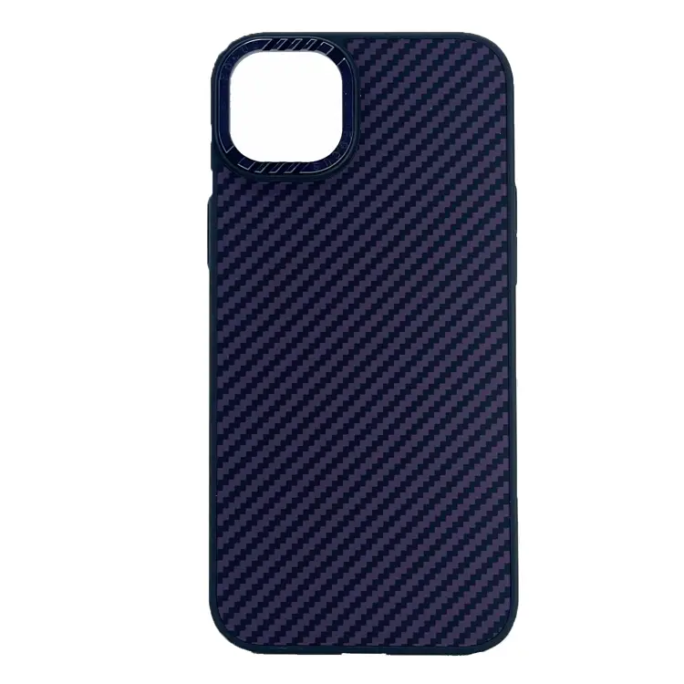 Nettech Apple iPhone 14 Pro Uyumlu Metal Kamera Çerçeveli Magsafe Karbon Fiber Arka Koruma Kılıf (Derin Mor) NT-101992