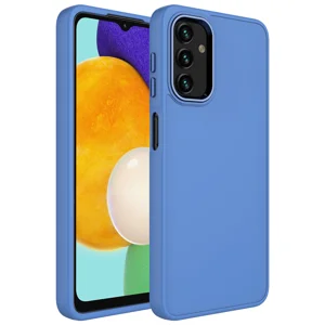 Galaxy A04 Kılıf Metal Çerçeve ve Buton Tasarımlı Silikon Zore Luna Kapak - Lavendery Gray