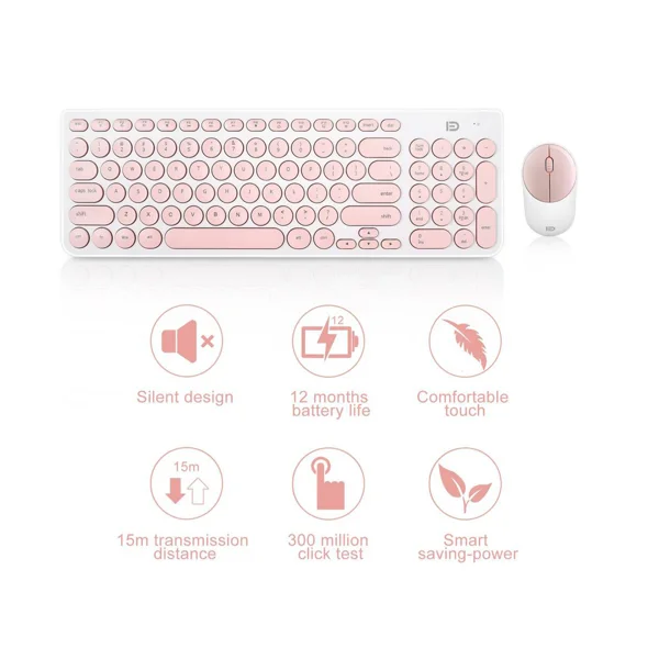 FD İK6631 Office Klavye + Mouse (Pembe) NT-105007 - 2