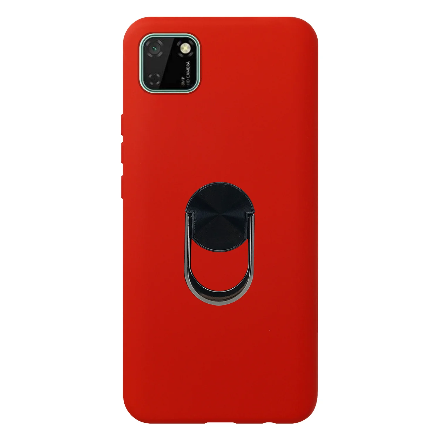 Nettech Huawei Y5p Uyumlu Leather Ring Nano Arka Koruma Kılıf (Kırmızı) NT-83046