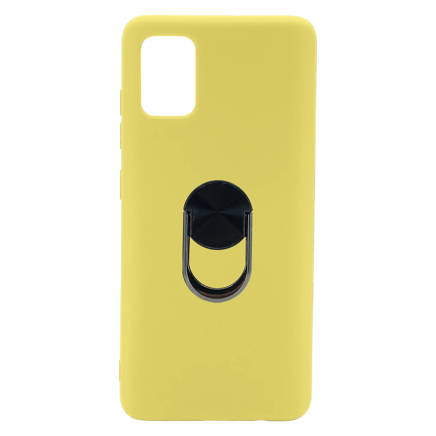 Nettech Samsung Galaxy A71 Uyumlu Leather Ring Nano Arka Koruma Kılıf (Sarı) NT-82936