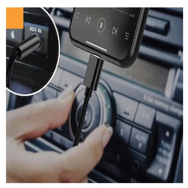 Nettech NT-AC03 İp Örgü 100 Cm Jack To Lightning Aux Kablo (Siyah) NT-100946 - 2