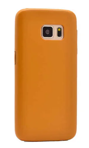 Galaxy S7 Edge Kılıf Zore 1-1 Deri Soft Kapak - Kahve Açık