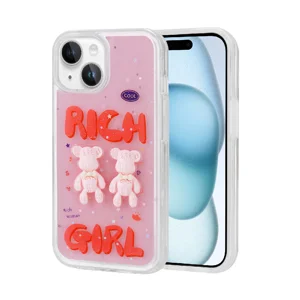 Apple iPhone 15 Kılıf Kabartma Figürlü Parlak Zore Minimini Silikon Kapak - Kırmızı