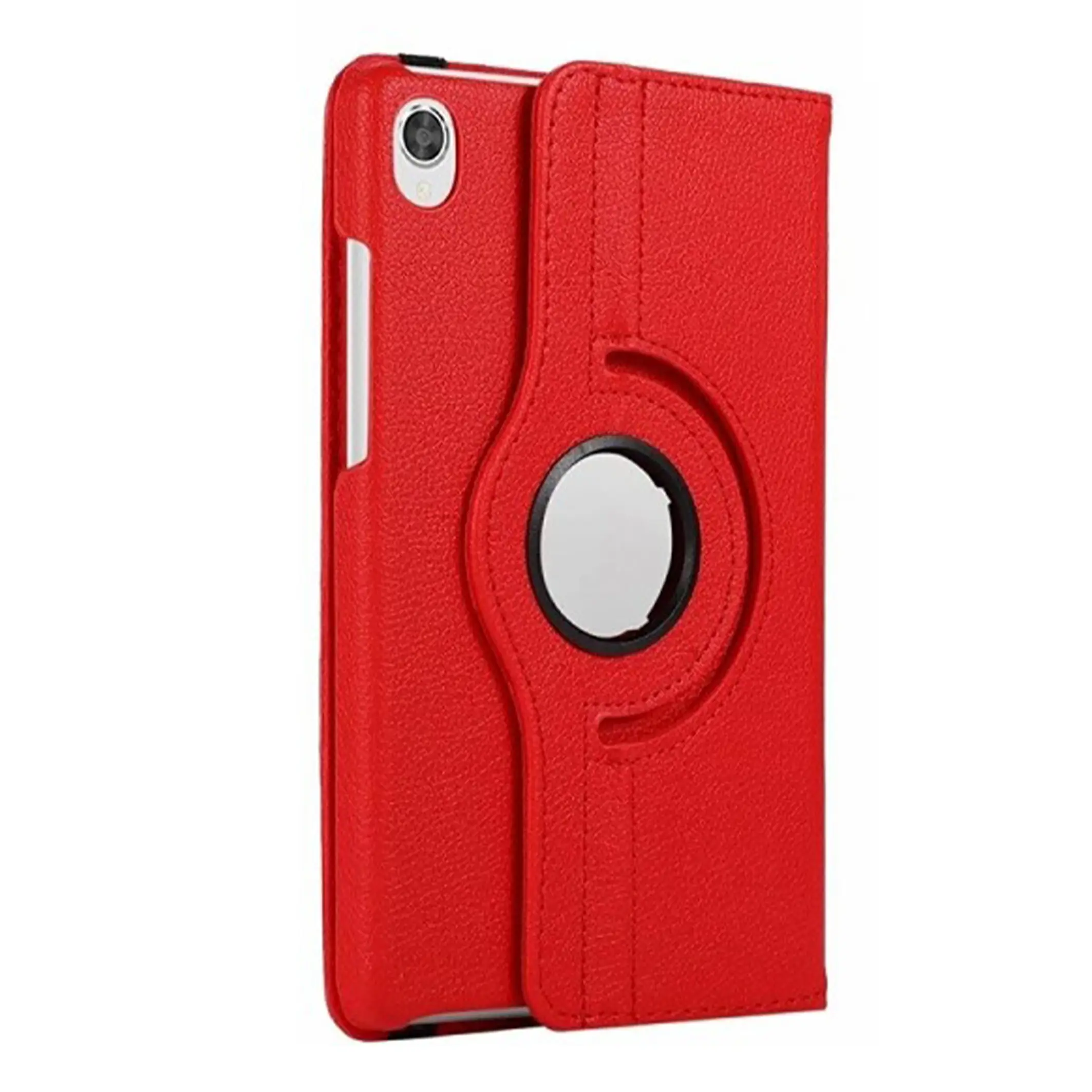 Nettech Lenovo Tab M8 TB-8505 Uyumlu 3 Kameralı Döner Standlı Kapaklı Kılıf (Kırmızı) NT-103376