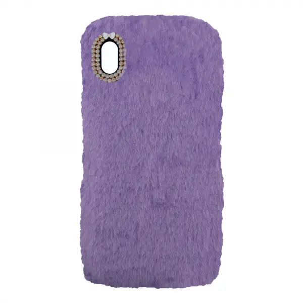 Nettech Apple iPhone XS Uyumlu Peluş Arka Koruma Kılıf (Lila) VR-12984