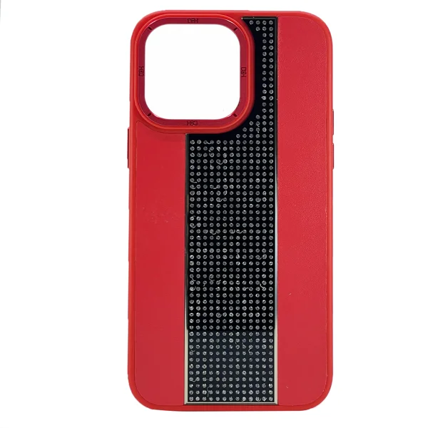 Nettech Apple iPhone 13 Pro Max Uyumlu Taşlı Deri Seri Arka Koruma Kılıf (Kırmızı) NT-101479 - 1