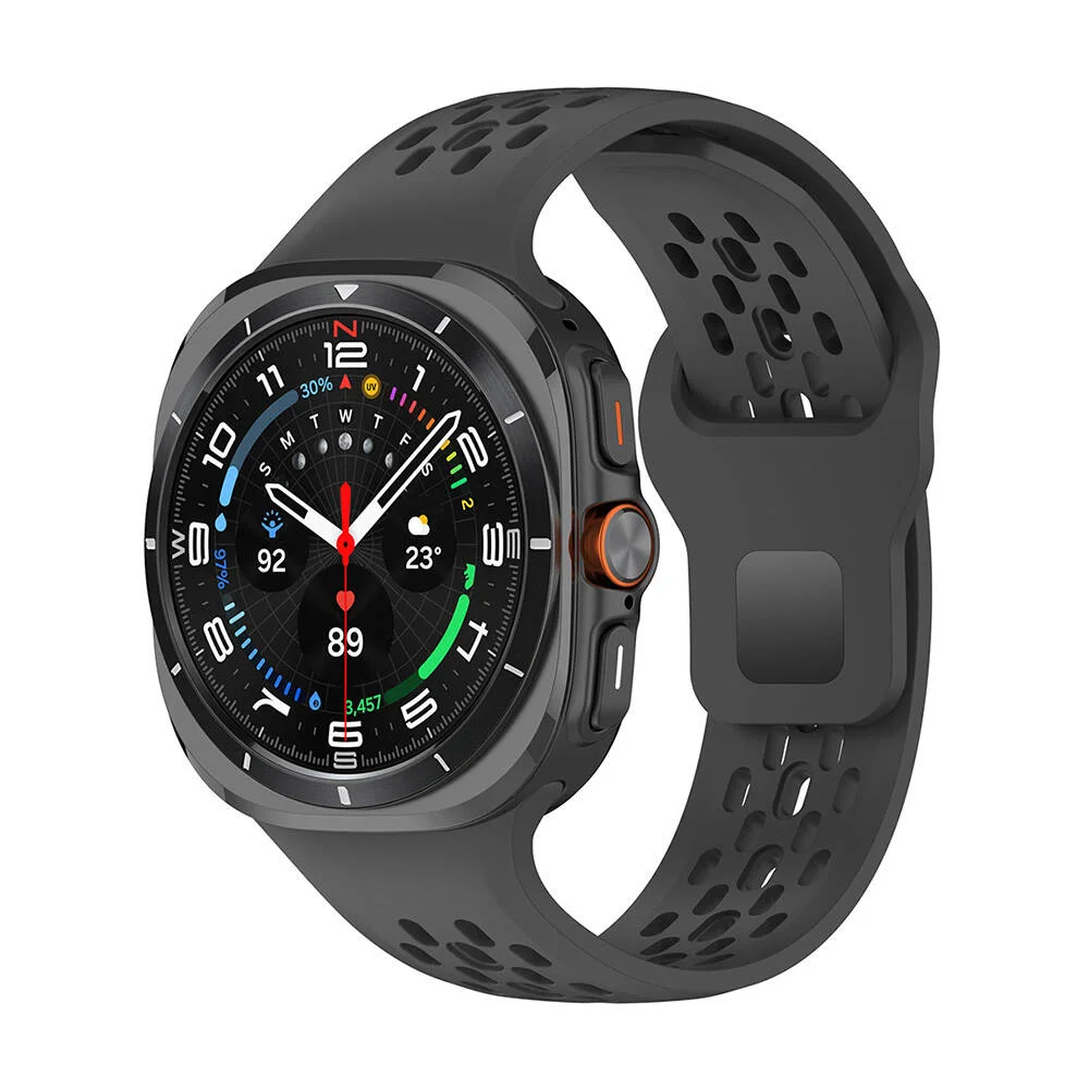 Galaxy Watch Ultra 47mm Zore KRD-119 Delikli Tasarım Silikon Kordon - Siyah