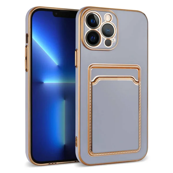Apple iPhone 12 Pro Max Kılıf Zore Bark Kartlıklı Kapak - Lila - 1
