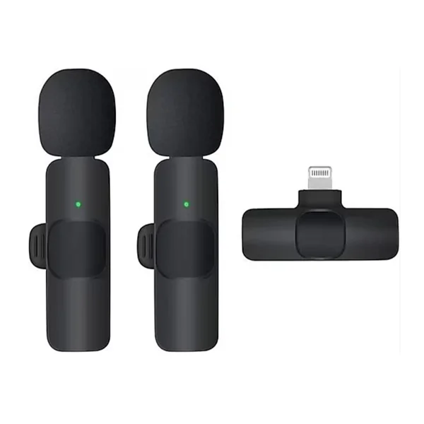 Nettech K9 Metal Örgü Lightning Kablosuz Yaka Mikrofonu (Siyah) NT-102927 - 1