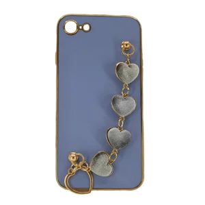 Nettech Apple iPhone 8 Uyumlu Lüx Kalp Zincir Arka Koruma Kılıf (Lila) NT-94800