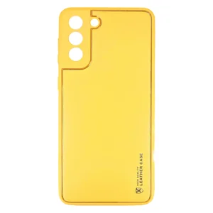 Nettech Samsung Galaxy S21 Uyumlu Coco Leather Seri Arka Koruma Kılıf (Sarı) NT-87824