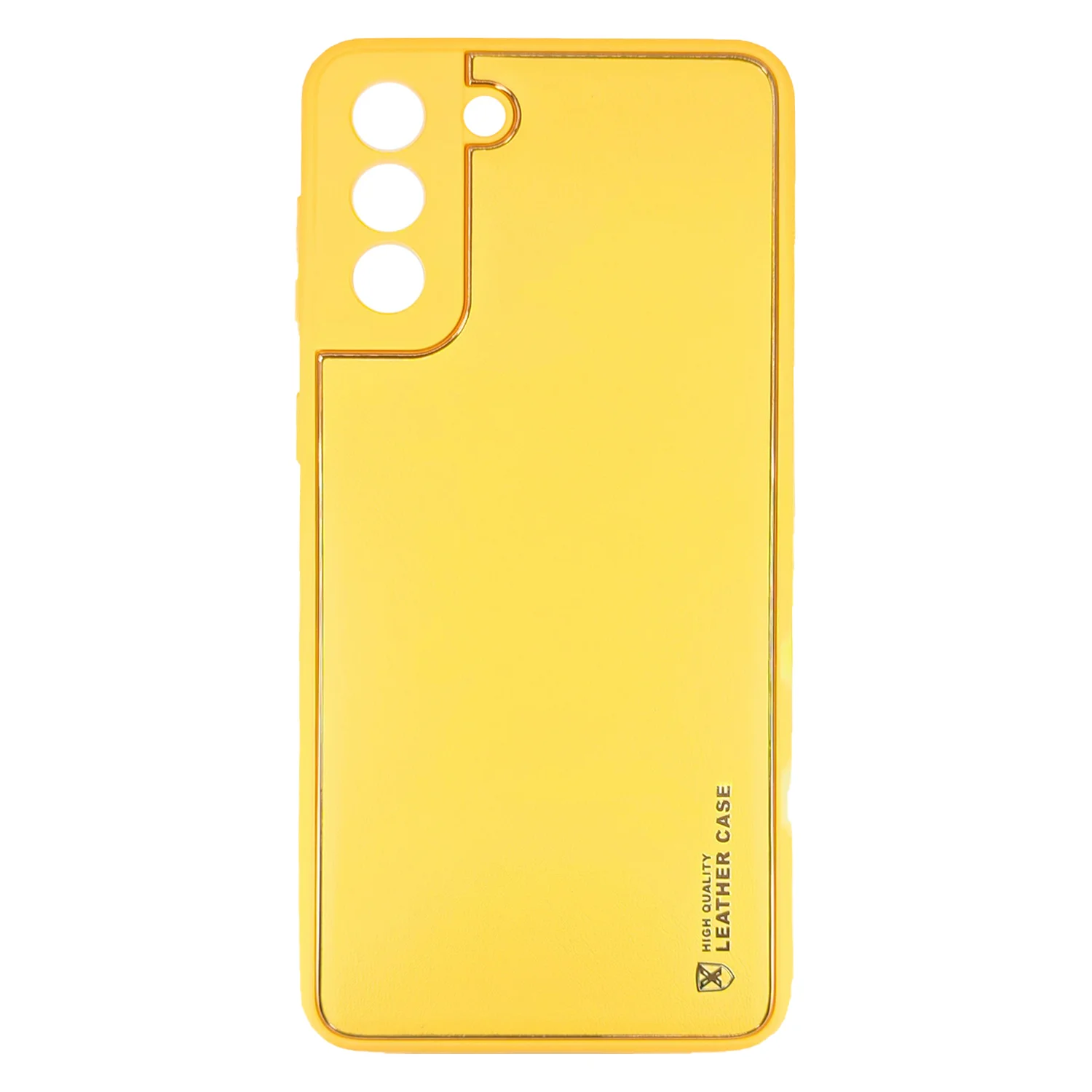 Nettech Samsung Galaxy S21 Uyumlu Coco Leather Seri Arka Koruma Kılıf (Sarı) NT-87824