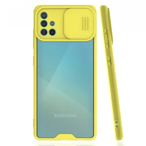 Nettech Samsung Galaxy A51 Uyumlu Platin Kamera Kızaklı Arka Koruma Kılıf (Sarı) NT-86681