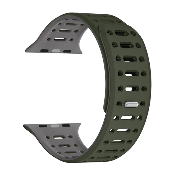 Apple Watch 42mm Zore KRD-124 Silikon Kordon Strap Kayış - Koyu Yeşil-Gri - 4