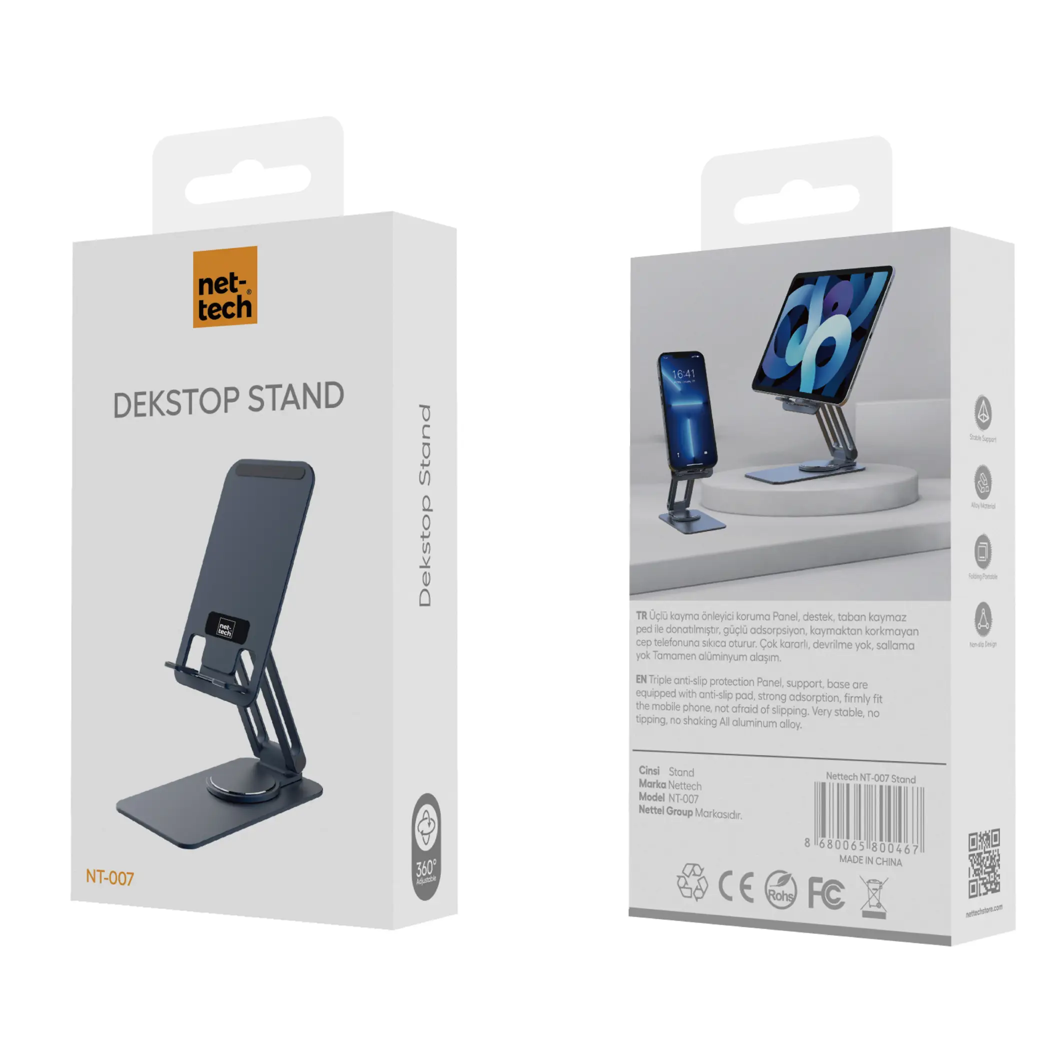 Nettech NT-007 Ev-Ofis-Okul Telefon Standı (Antrasit) NT-100953