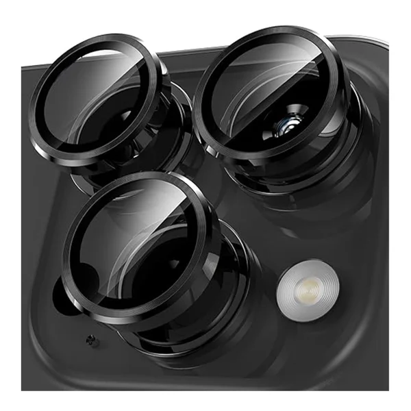 Nettech Apple iPhone 15 Pro Uyumlu Alüminyum Seri Kamera Cam Koruyucu (Siyah) NT-105068 - 1