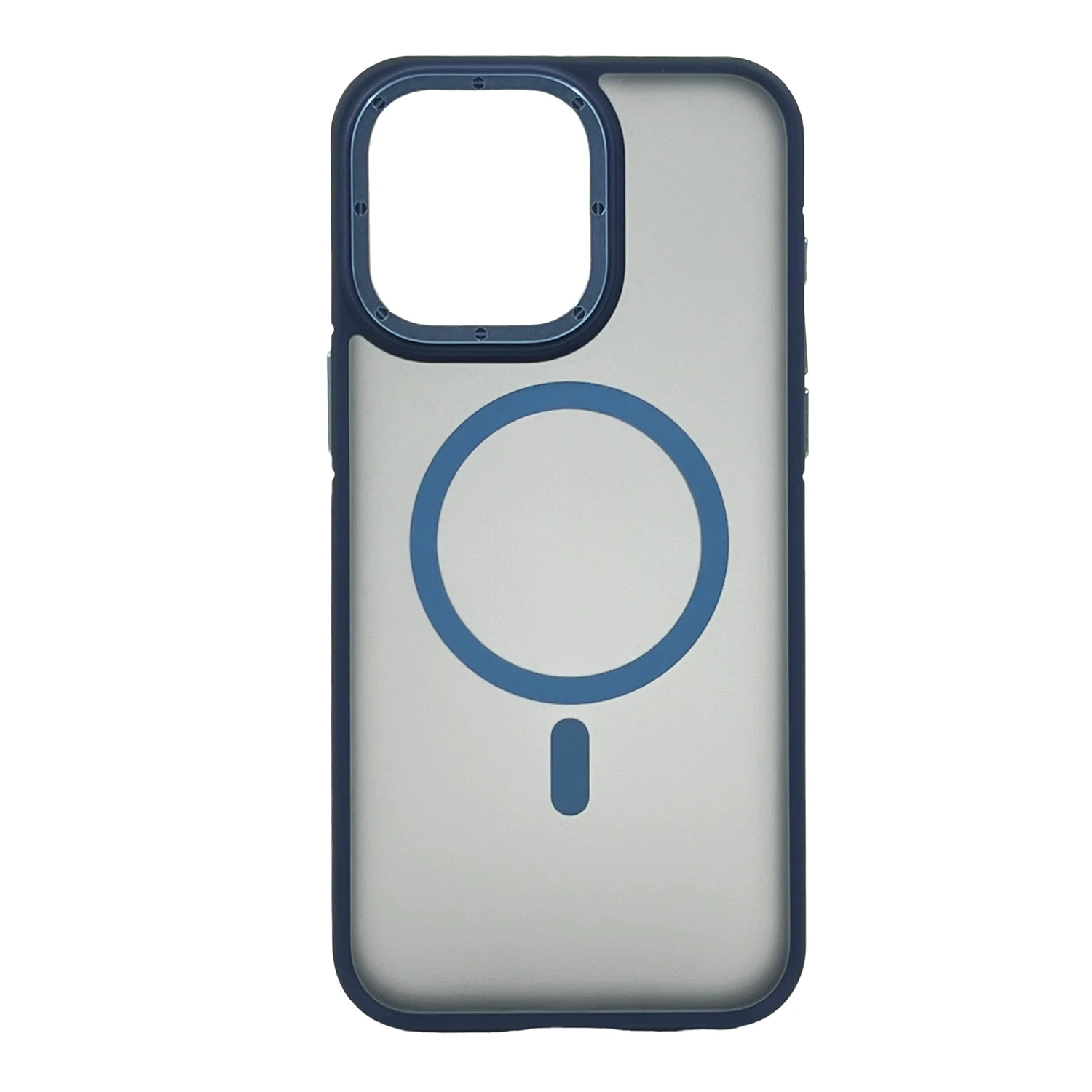 Nettech Apple iPhone 15 Pro Uyumlu Metal Çerçeveli Skın Frıendly Magsafe Seri Arka Koruma Kılıf (Lacivert) NT-104033