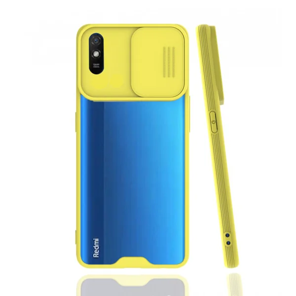 Nettech Xiaomi Redmi 9A Uyumlu Platin Kamera Kızaklı Arka Koruma Kılıf (Sarı) NT-86826 - 1