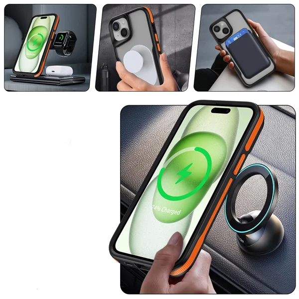 Apple iPhone 14 Pro Kılıf Magsafe Şarj Özellikli Renkli Kenar Airbag Şeritli Zore Lamer Kapak - Gri - 2