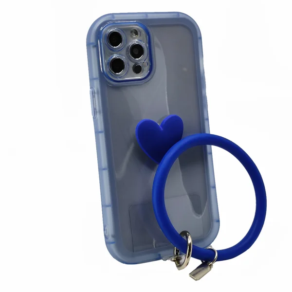 Nettech Apple iPhone 12 Pro Max Uyumlu Halka Bilekli Şeffaf Seri Arka Koruma Kılıf (Mavi) NT-97216 - 2