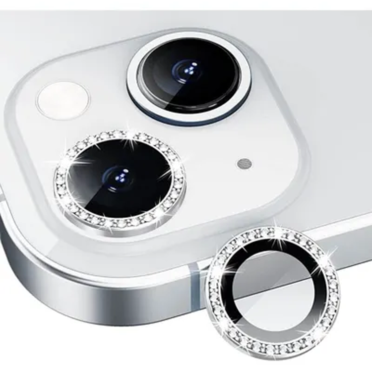 Nettech Apple iPhone 15 Plus Uyumlu Diamond Taşlı Model Kamera Cam Koruyucu (Gümüş) NT-110773