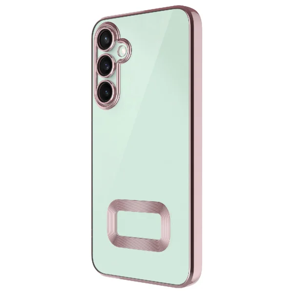Galaxy S24 FE Kılıf Kamera Korumalı Logo Gösteren Zore Omega Kapak - Rose Gold - 1