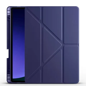Galaxy Tab S9 Kılıf Zore Tri Folding Kalem Bölmeli Standlı Kılıf - Lacivert