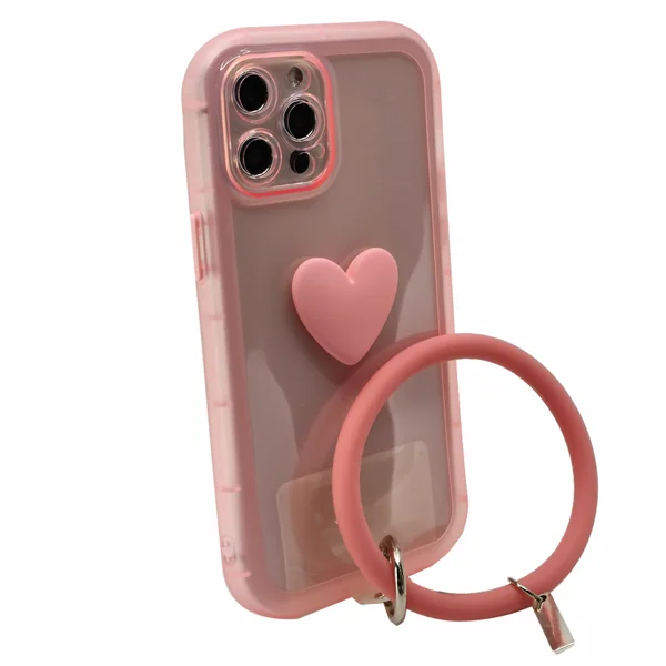 Nettech Apple iPhone 12 Pro Max Uyumlu Halka Bilekli Şeffaf Seri Arka Koruma Kılıf (Pembe) NT-97213 - 2