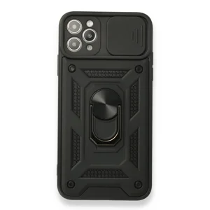 Nettech Apple iPhone 11 Pro Max Uyumlu Kızaklı Panzer Seri Arka Koruma Kılıf (Siyah) NT-86160