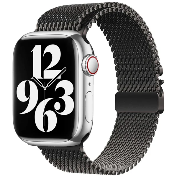 Apple Watch 42mm Zore KRD-121 Metal Hasır Kordon - Siyah - 1