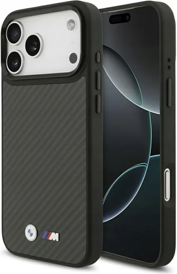 Apple iPhone 17 Pro Bmw M-Safeli Karbon Fiber Metal Logolu kılıf - 3