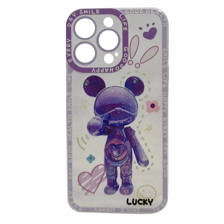 Nettech Apple iPhone 13 Pro Uyumlu Kristal Carachter Seri Arka Koruma Kılıf (Mor) NT-94956