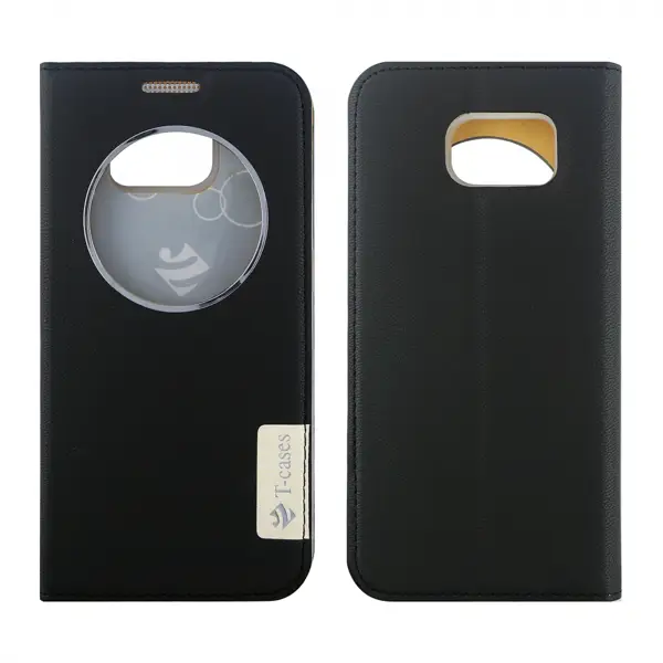 Chtech Samsung Galaxy G920 S6 Uyumlu Kapaklı Kılıf Kapaklı Kılıf (Siyah) NT-5185