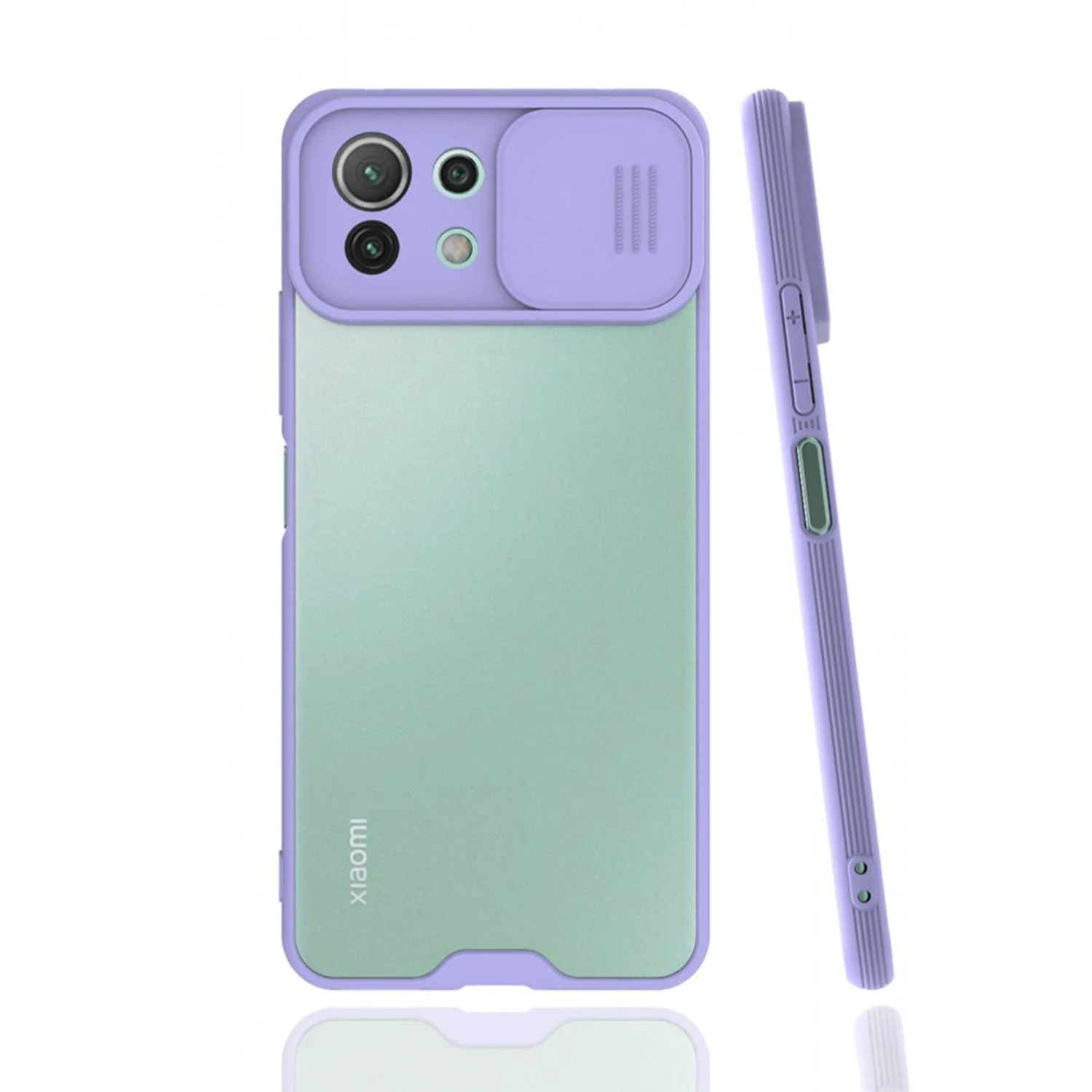 Nettech Xiaomi Mi 11 Lite Uyumlu Platin Kamera Kızaklı Arka Koruma Kılıf (Lila) NT-86857