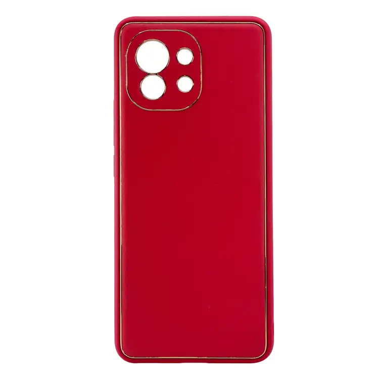 Nettech Xiaomi Mi 11 Uyumlu Coco Leather Seri Arka Koruma Kılıf (Kırmızı) NT-99671