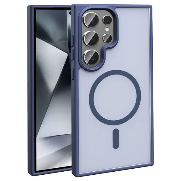 Galaxy S25 Ultra Kılıf Magsafe Şarj Özellikli Mat Arka Yüzey Zore Sio Kapak - Lacivert - 1