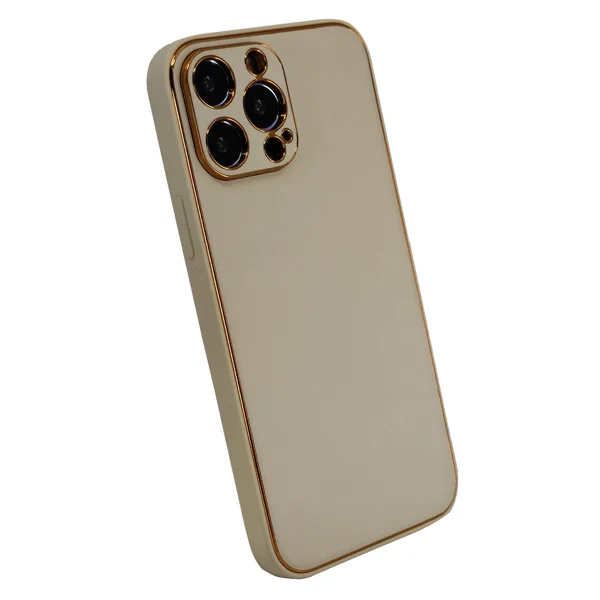 Nettech Apple iPhone 13 Pro Max Uyumlu Coco Leather Seri Arka Koruma Kılıf (Gold) NT-93569 - 2