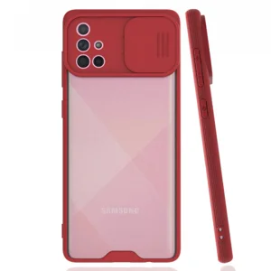 Nettech Samsung Galaxy A71 Uyumlu Platin Kamera Kızaklı Arka Koruma Kılıf (Kırmızı) NT-86685